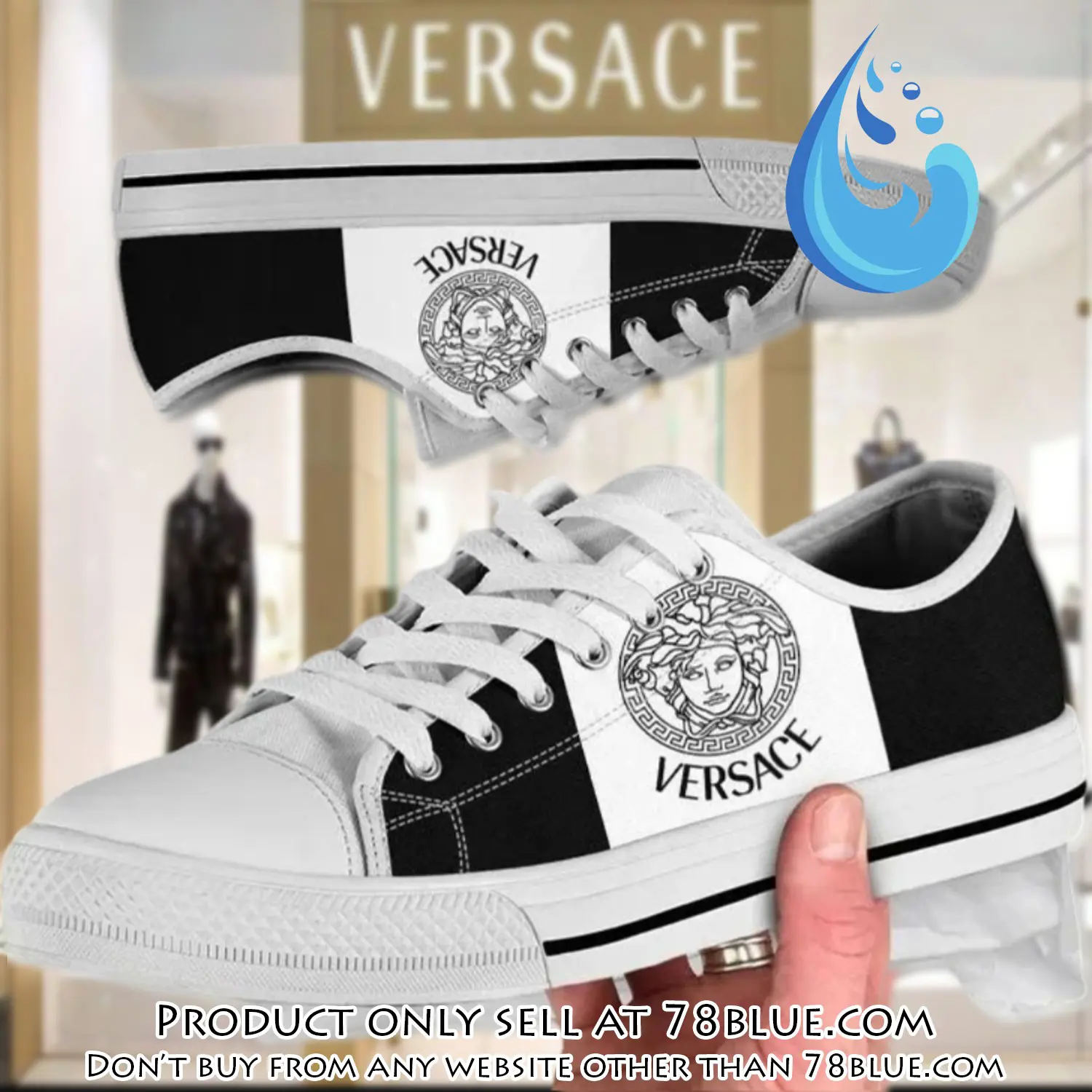 Versace medusa golden white low top canvas shoes luxury brand gifts for men women 78b0530425